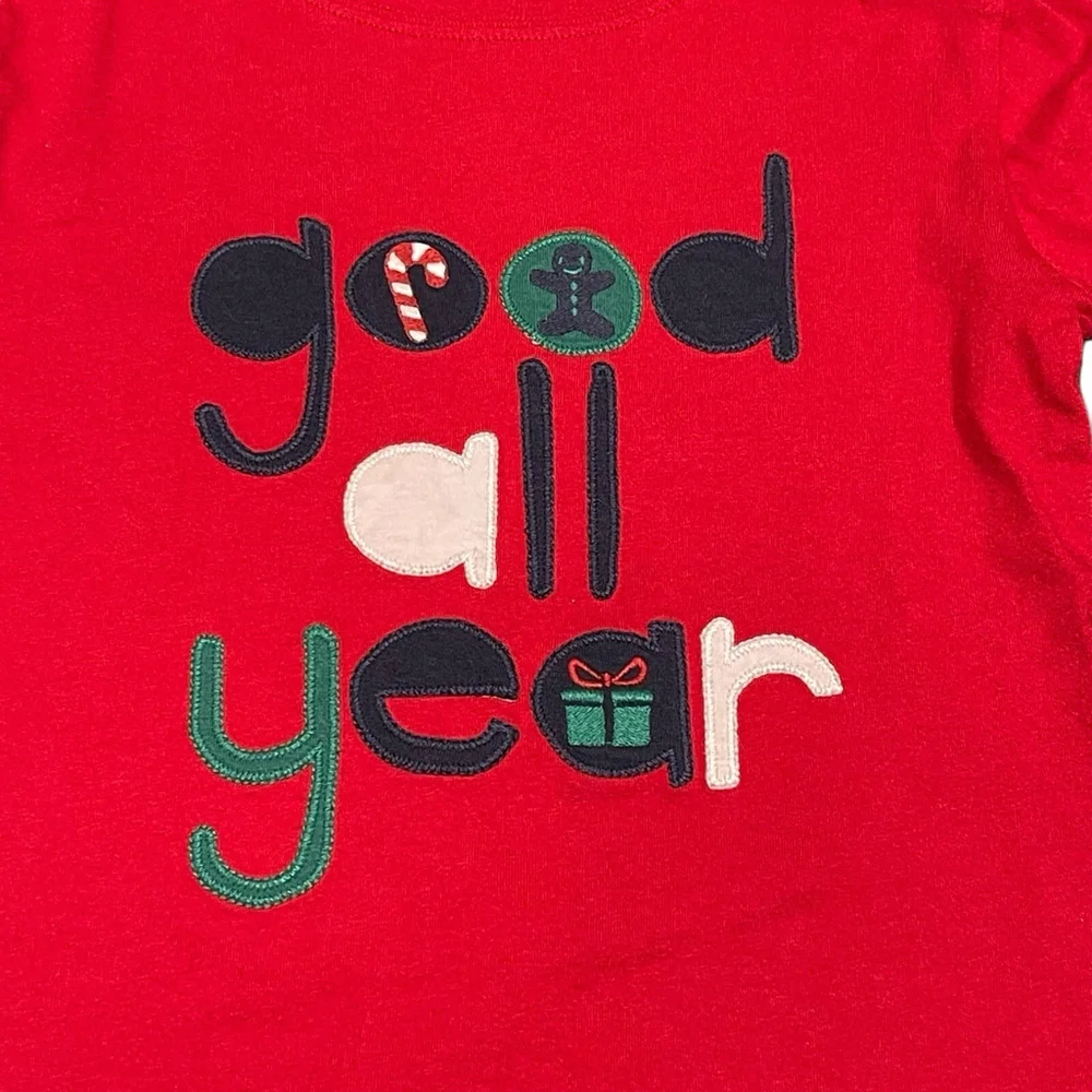 Gymboree Boys Good All Year Christmas Holiday Long Sleeve TShirt‎ Size 4T EUC